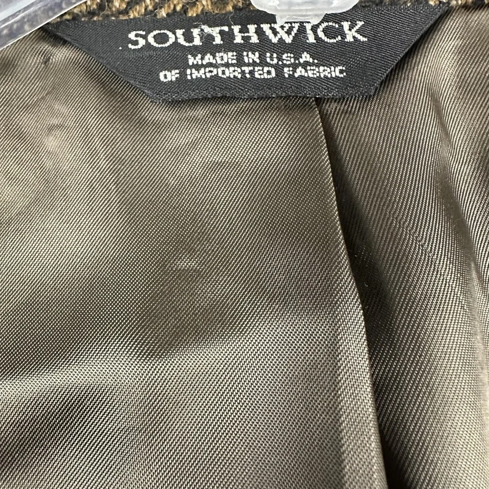 Vintage Southwick Blazer Mens 42R Brown Herringbone Wool Sport Coat Jacket USA